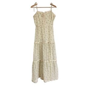 JOSEPH MAGNIN Vintage Calico Summer Tie Bodice & Straps Tiered Maxi Flor…